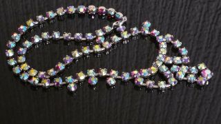 Czech Vintage Aurora Borealis Rhinestone Drop Necklace 2
