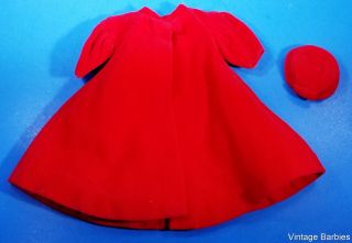 Barbie Doll Red Flare 939 Coat & Hat Near Vintage 1960 