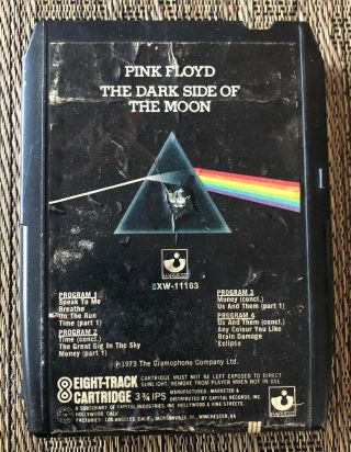 Vintage Pink Floyd 8 Track Tape,  Dark Side Of The Moon,  Black Harvest 8xw11163