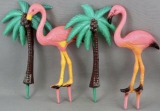 Vintage Palm Trees & Flamingo Cake Toppers/decorations