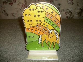 Earring Tree Vintage Unicorn Rainbow Fantastic Plastics Usa 4 1/4 X 6 3/4 Holder