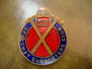 Vintage West Ham Speedway Supporters Club Enamel Lapel Badge Pin 1940