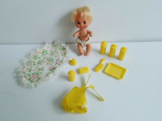 Vintage 1973 Mattel Sunshine Family Baby Doll With Outfit & Accessories