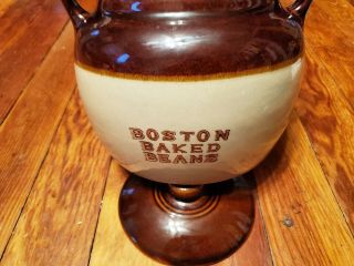 Vintage Boston Baked Beans Monmouth Western Maple Leaf 2 Handle Crock 1 Gallon.