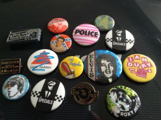 15 Vintage Badges Pop Police Specials Ian Drury Etc