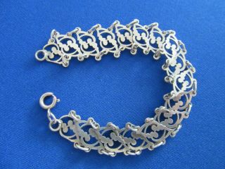 Vintage 925 Sterling Silver Bracelet Fancy Link Chain London 1973