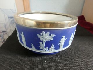 Wedgwood English Navy Blue " Jasperware " Vintage Round Fruit Bowl,
