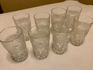 8 Vintage Anchor Hocking Wexford Water Glasses Tumblers 10oz 5 1/2 " Tall