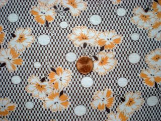 Floral Vtg Feedsack Quilt Dollclothes Sewing Craft Cotton Fabric Orangr Brown