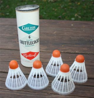 Vintage - Carlton - Plastic - Badminton - Shuttlecocks - Container - Of - 5 - - England