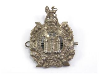 Vintage British Military Cap Badge White Metal Kings Own Scottish Borderers