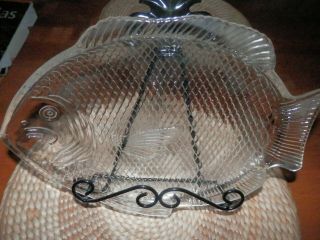Vintage Clear Glass Fish Shaped Luncheon Plates - Set Of 4