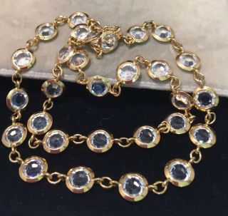 Vintage jewellery stunning sparkling long bezel set crystal necklace 3