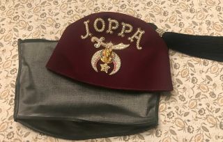 Masonic Joppa Shriners Vintage Tassel Rhinestones Fez Cap Hat