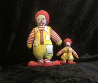 Mcdonalds 2 Vintage Ronald Mcdonald Cloth Dolls.  Smaller One Is Dated 1981.