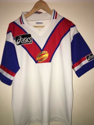 Vintage Gb Great Britain League Asics White Shirt.  Large