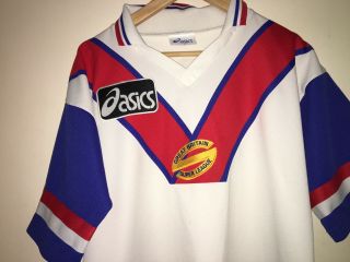 Vintage GB Great Britain League Asics White Shirt.  Large 3