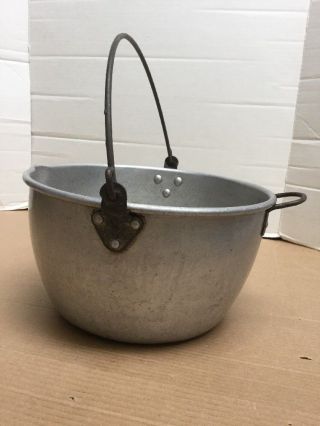 Vintage Aluminum Pot Pail Kettle/ Cauldron/ Camping With Handle And Pour Spout