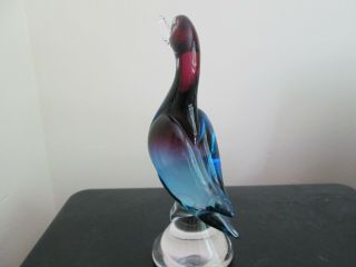 Vintage Hand Blown Murano Sommerso Glass Duck goose bird large 9.  5 Inch 4