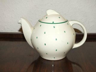 Vintage Susie Cooper Art Deco Green Polka Dot Kestrel Shape Tea Pot John Lewis