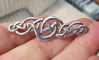 Vintage Stamped 925 Jewellery Scottish Celtic Knot Silver Plaid Brooch Shawl Pin