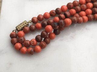 Vintage Necklace,  Orange Glass / Stone Beads