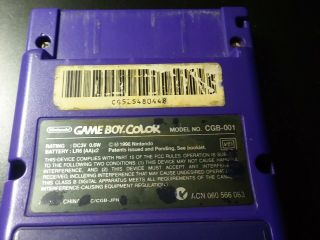 Vintage Nintendo Game Boy Color CGB - 001.  1998.  Purple. 6