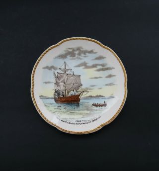 Scarce Vintage Copeland Spode ‘mayflower In Plymouth Harbour’ Pin Dish.  C.  1930s