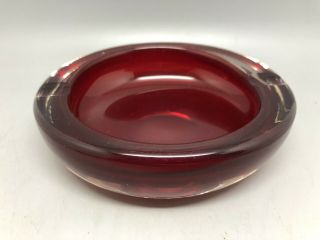 Vintage Whitefriars Uranium Cased Ruby Red Oval Ashtray Dish