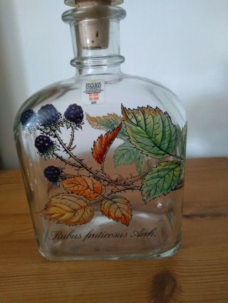 Vintage Holme Gaard Denmark Glass Bottle Schnapps Flask Decanter,  Shot Glasses 2