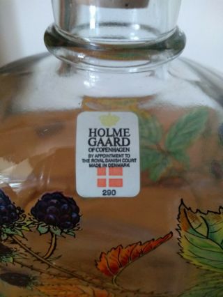 Vintage Holme Gaard Denmark Glass Bottle Schnapps Flask Decanter,  Shot Glasses 4
