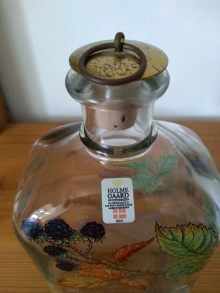 Vintage Holme Gaard Denmark Glass Bottle Schnapps Flask Decanter,  Shot Glasses 5