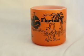 Vintage Retro Orange Federal Glass Coffee Mug " Florida Coffee Break "