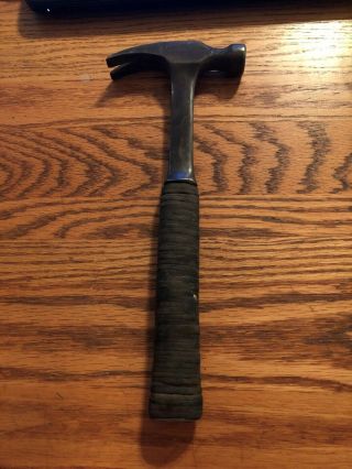 Vintage Eastwing 16 Oz Head Carpenters Claw Hammer With Stacked Leather Handle