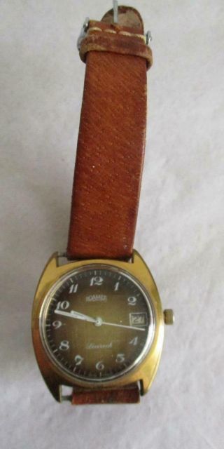 Vintage " Roamer " Searock Mens Wristwatch 1970s,  Date Window