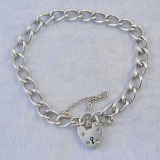 Vintage Hallmarked Silver Chain Bracelet,  Padlock Clasp Safety Chain,  1977 12.  8g