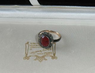 Vintage Art Deco Hallmarked 9ct Gold & Silver Paste Halo Set Dress Ring Af