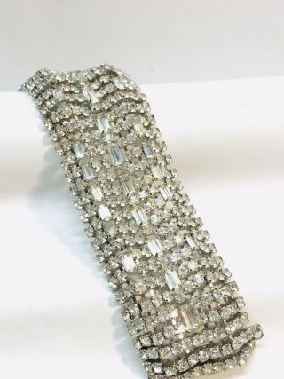 Vintage ALL CLEAR Rhinestone Bracelet : Wide Show Stopper Design 2