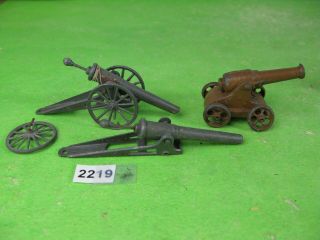 Vintage Mixed Maker Lead Soldiers Canon & Artillery Gun Toy Models 2219