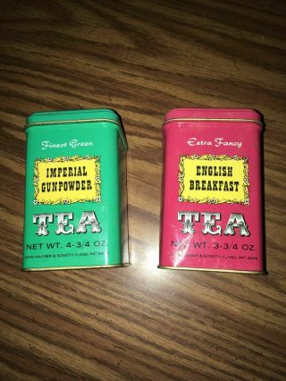 Vintage Tea Tins John Wagner & Sons English Breakfast,  Imperial Gunpowder