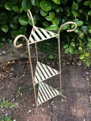 Mid - Century Vintage Plant Stand Wrought Iron Planter Painted Display Stand Shelf