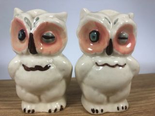 Vintage Shawnee Pottery Winking Owl Salt And Pepper Shakers 5m
