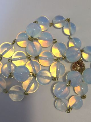 Art Deco Vintage Style Opalescent Moonstone Glass Bead Paste Necklace