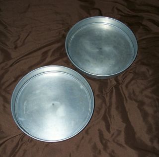 Set Of 2 Round Wear - Ever Cake Pans Removable Bottom Aluminum 8 " Diam 1 " Deep Vtg