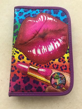 Vtg Lisa Frank Glamour Lips Lipstick Leopard Print Zip Up Agenda Mini Organizer