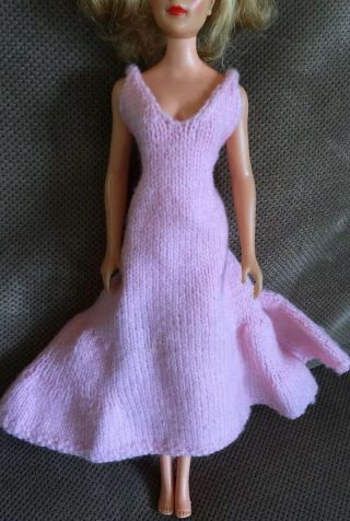 Vintage Barbie Clone Pink Knitted Handmade Dress Outfit Fits Tammy Misty Doll