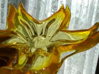 VINTAGE 1960 ' s MURANO VENETIAN GOLDEN YELLOW ART GLASS FLOWER BOWL 3
