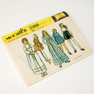 Mccalls Sewing Pattern 3398 Girls Short Long Dress Dresses Size 7 Vintage 1970s
