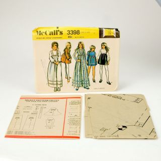 McCalls Sewing Pattern 3398 Girls Short Long Dress Dresses Size 7 Vintage 1970s 2
