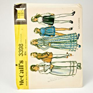McCalls Sewing Pattern 3398 Girls Short Long Dress Dresses Size 7 Vintage 1970s 4
